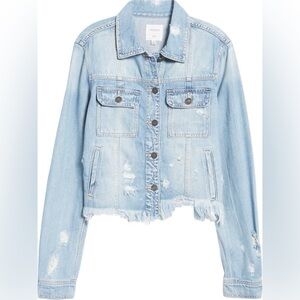 Hidden Jeans Frayed Hem Denim Jacket - Size Medium